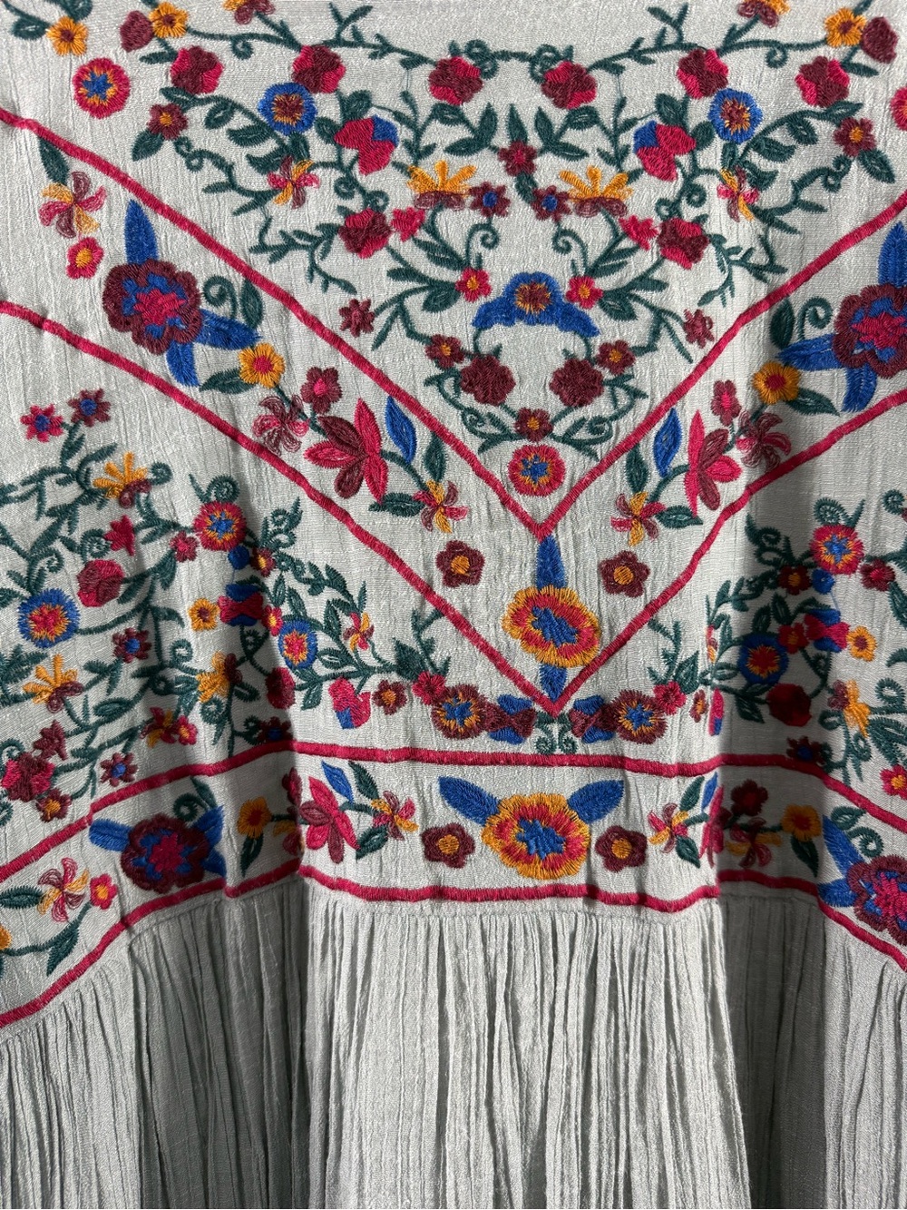 Umgee Embroidered Boho Midi Dress XL Bell Sleeve Cottagecore Floral - Picture 2 of 8
